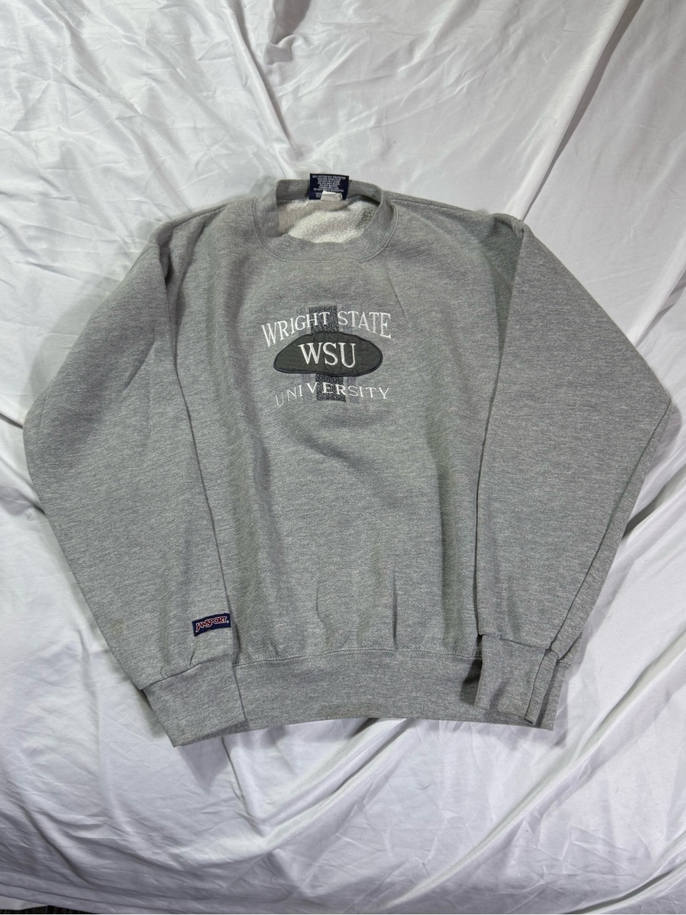 Vintage Wright State University Gray Crewneck Sweatshirt - WSU Logo Jan Sport